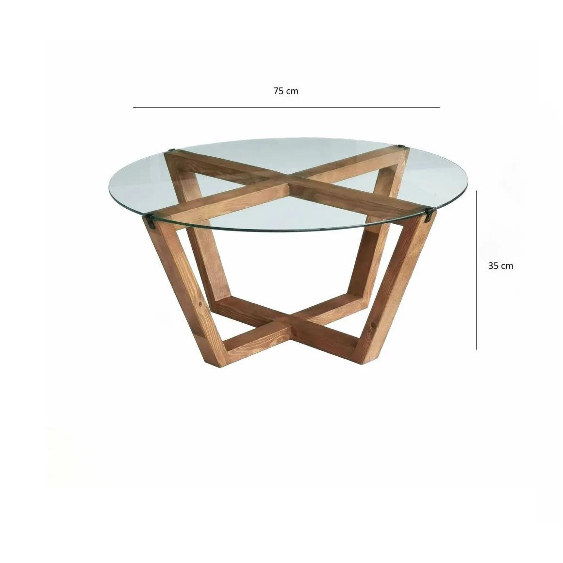 Tavolino da Salotto Marrone Noce Portariviste Forma Rotonda 75x75x35h cm, Sfumatura Colore Struttura Noce - Agatha