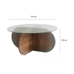 Tavolini Da Salotto|Salotto > Dmora Tavolino da Salotto Portariviste Forma Rotonda 75x75x40h cm, Sfumatura Colore Struttura Noce - Felino Marrone Noce
