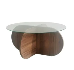 Tavolini Da Salotto|Salotto > Dmora Tavolino da Salotto Portariviste Forma Rotonda 75x75x40h cm, Sfumatura Colore Struttura Noce - Felino Marrone Noce