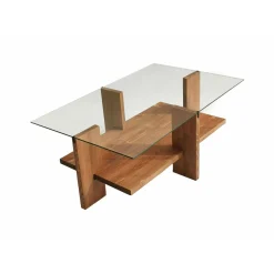 Tavolini Da Salotto|Salotto > Dmora Tavolino da Salotto Portariviste un Vano 105x60x40h cm, Forma Rettangolare - Tomiri Marrone Noce