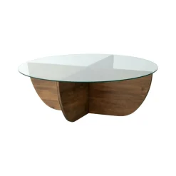 Tavolino da Salotto Marrone Noce Portariviste Forma Rotonda 90x90x30h cm, Sfumatura Colore Struttura Noce - Jolanda