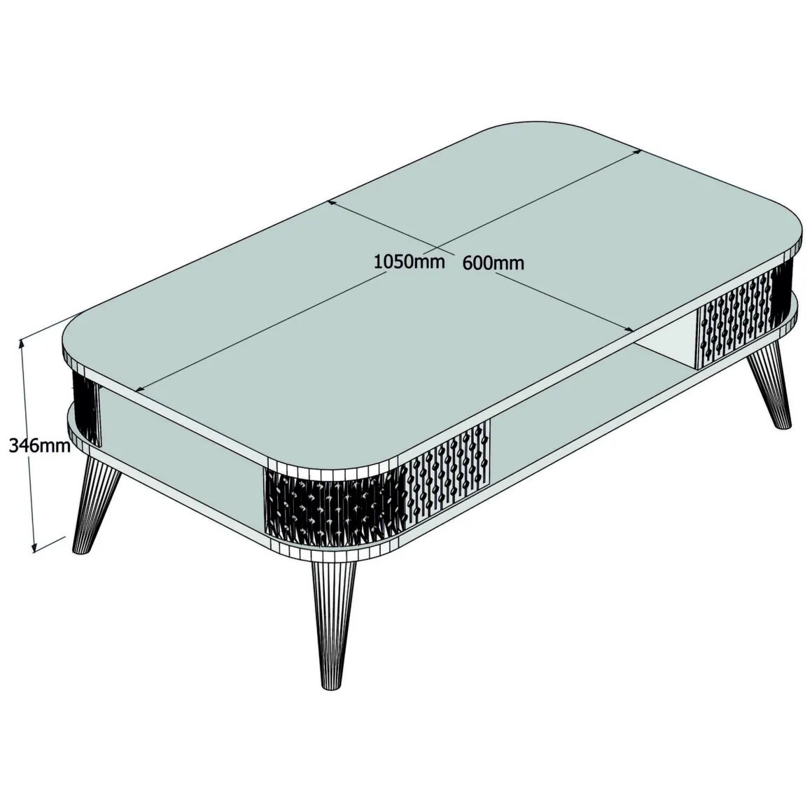 Tavolino da Salotto Marrone Noce con Piedini un Vano 105x60x35h cm, Forma Rettangolare - Medicina