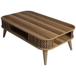 Tavolino da Salotto Marrone Noce con Piedini un Vano 105x60x35h cm, Forma Rettangolare - Medicina