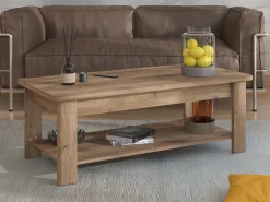 Tavolino da Salotto Marrone Noce un Vano Forma Rettangolare 124x60x45h cm, Sfumatura Colore Ripiano Noce - Pella
