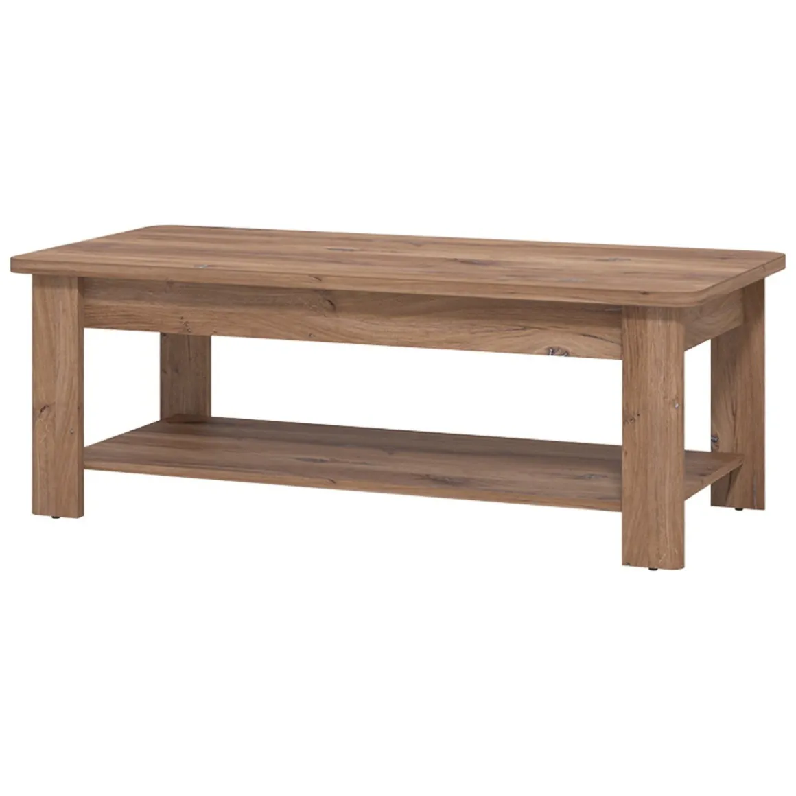 Tavolino da Salotto Marrone Noce un Vano Forma Rettangolare 124x60x45h cm, Sfumatura Colore Ripiano Noce - Pella