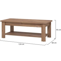 Tavolino da Salotto Marrone Noce un Vano Forma Rettangolare 124x60x45h cm, Sfumatura Colore Ripiano Noce - Pella