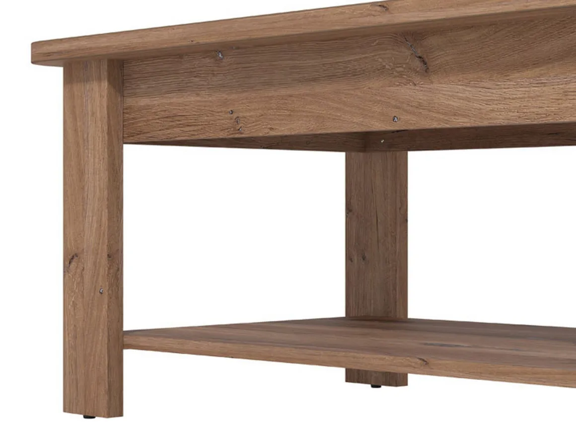 Tavolino da Salotto Marrone Noce un Vano Forma Rettangolare 124x60x45h cm, Sfumatura Colore Ripiano Noce - Pella