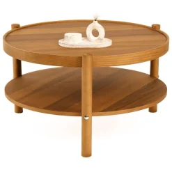 Tavolino da Salotto Marrone Noce un Vano Forma Rotondo 80x80x48h cm, Sfumatura Colore Ripiano Noce - Gildone