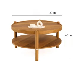 Tavolini Da Salotto > Dmora Tavolino da Salotto un Vano Piano in Vetro Temperato 100x100x46h cm, Forma Rotondo - Canterano Marrone Noce