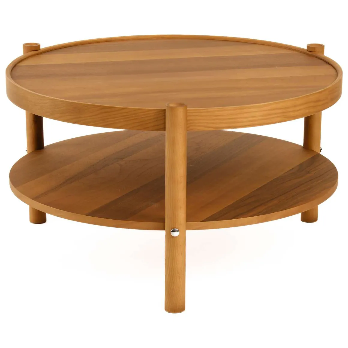 Tavolini Da Salotto > Dmora Tavolino da Salotto un Vano Piano in Vetro Temperato 100x100x46h cm, Forma Rotondo - Canterano Marrone Noce
