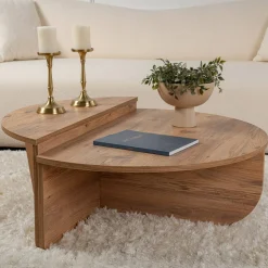 Tavolini Da Salotto > Dmora Tavolino da Salotto Peso Massimo Supportato 15 kg Forma Rettangolare 90x60x35h cm, Sfumatura Colore Ripiano Pino - Mansue Marrone Pino
