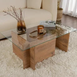 Tavolino da Salotto Marrone Pino Portariviste Forma Rettangolare 105x65x40h cm, Sfumatura Colore Struttura Pino - Azriel