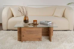 Tavolino da Salotto Marrone Pino Portariviste Forma Rettangolare 105x65x40h cm, Sfumatura Colore Struttura Pino - Azriel
