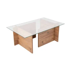 Tavolino da Salotto Marrone Pino Portariviste Forma Rettangolare 105x65x40h cm, Sfumatura Colore Struttura Pino - Azriel
