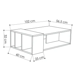 Tavolini Da Salotto > Dmora Tavolino da Salotto Marrone Quercia Nero Portariviste Forma Rettangolare 90x60x35h cm, Colore Ripiano Marrone - Mansue Nero, Marrone Quercia