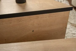 Tavolini Da Salotto > Dmora Tavolino da Salotto Marrone Quercia Nero Portariviste Forma Rettangolare 90x60x35h cm, Colore Ripiano Marrone - Mansue Nero, Marrone Quercia