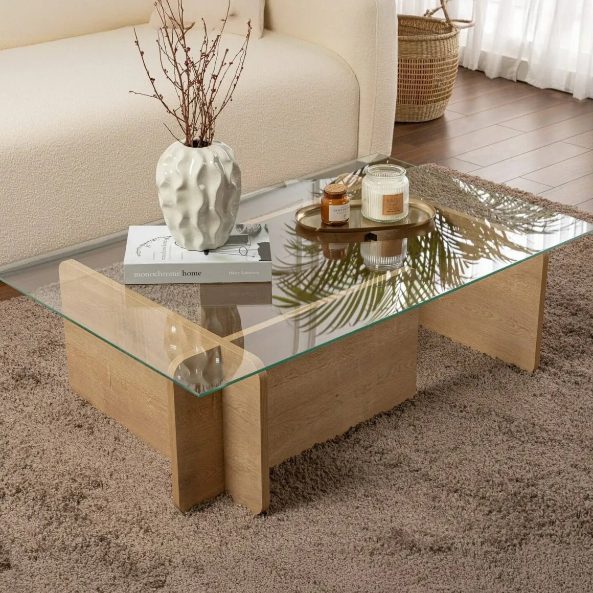 Tavolini Da Salotto|Salotto > Dmora Tavolino da Salotto Portariviste Forma Rettangolare 105x65x40h cm, Sfumatura Colore Struttura Quercia - Teti Marrone Quercia