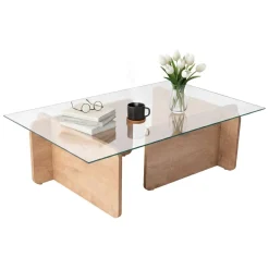 Tavolino da Salotto Marrone Quercia Portariviste Forma Rettangolare 105x65x30h cm, Sfumatura Colore Struttura Quercia - Kallias