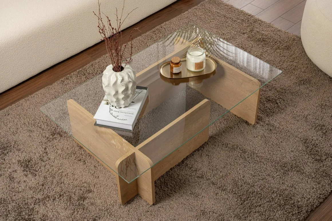 Tavolini Da Salotto|Salotto > Dmora Tavolino da Salotto Portariviste Forma Rettangolare 105x65x40h cm, Sfumatura Colore Struttura Quercia - Teti Marrone Quercia