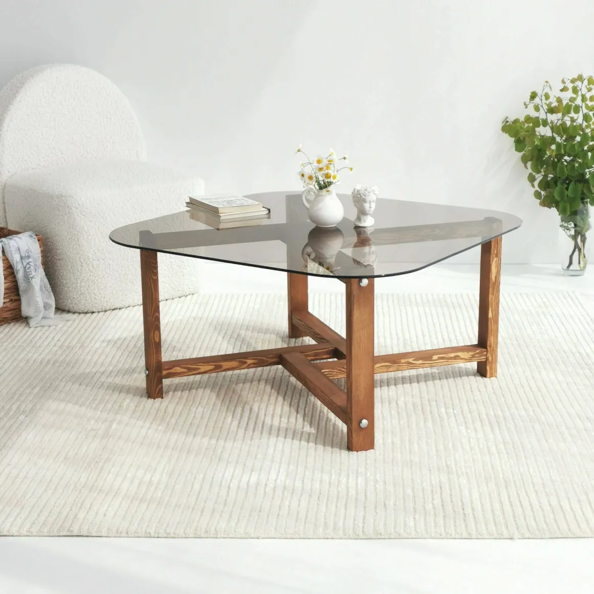 Tavolino da Salotto Marrone Quercia Portariviste Forma Rettangolare 80x80x40h cm, Sfumatura Colore Struttura Quercia - Aurano