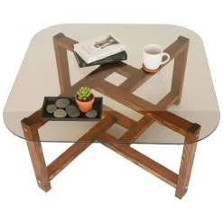 Tavolino da Salotto Marrone Quercia Portariviste Forma Rettangolare 80x80x40h cm, Sfumatura Colore Struttura Quercia - Aurano