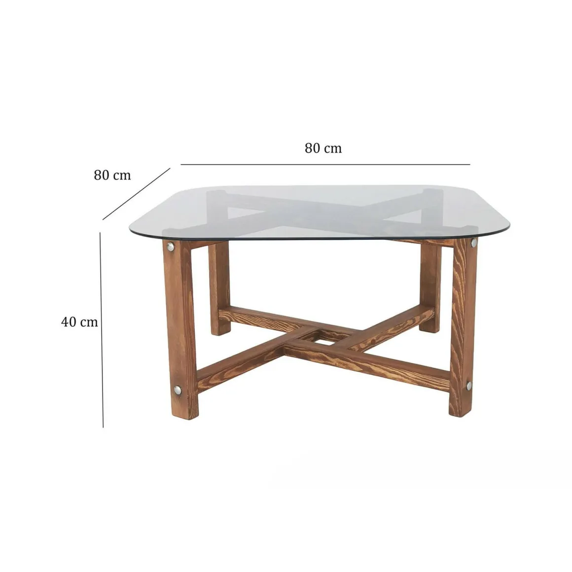Tavolino da Salotto Marrone Quercia Portariviste Forma Rettangolare 80x80x40h cm, Sfumatura Colore Struttura Quercia - Aurano