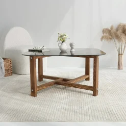 Tavolino da Salotto Marrone Quercia Portariviste Forma Rettangolare 80x80x40h cm, Sfumatura Colore Struttura Quercia - Aurano