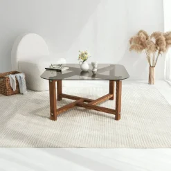 Tavolino da Salotto Marrone Quercia Portariviste Forma Rettangolare 80x80x40h cm, Sfumatura Colore Struttura Quercia - Aurano