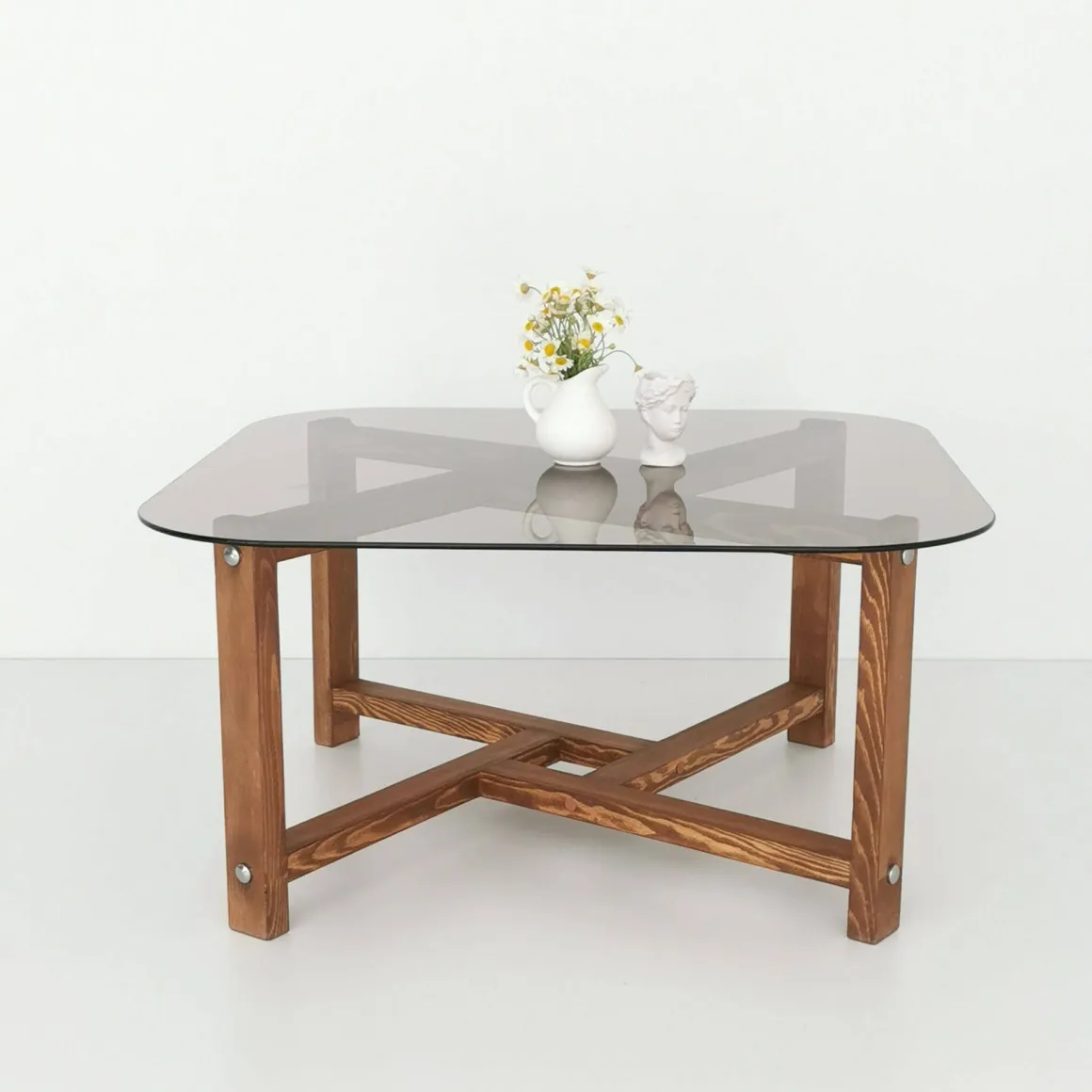 Tavolino da Salotto Marrone Quercia Portariviste Forma Rettangolare 80x80x40h cm, Sfumatura Colore Struttura Quercia - Aurano