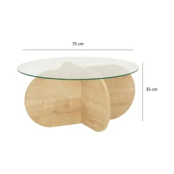 Tavolini Da Salotto|Salotto > Dmora Tavolino da Salotto Portariviste Forma Rotonda 75x75x40h cm, Sfumatura Colore Struttura Quercia - Felino Marrone Quercia