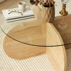 Tavolini Da Salotto|Salotto > Dmora Tavolino da Salotto Portariviste Forma Rotonda 75x75x40h cm, Sfumatura Colore Struttura Quercia - Felino Marrone Quercia