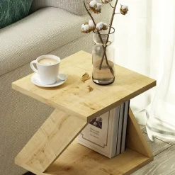 Tavolini Da Salotto > Dmora Tavolino da Salotto 2 Vani Forma Rettangolare 30x31x45h cm, Sfumatura Colore Ripiano Rovere - Acqui Marrone Rovere