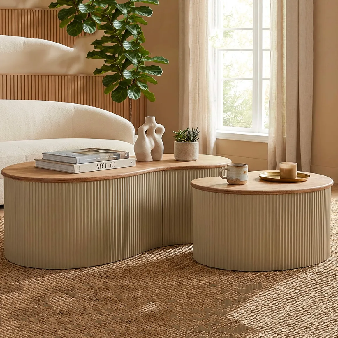 Tavolini Da Salotto > Dmora Tavolino da Salotto Marrone Rovere Bianco 3 Vani Forma Rettangolare 120x60x53h cm, Colore Ripiano Marrone - Karaseso Bianco, Marrone Rovere
