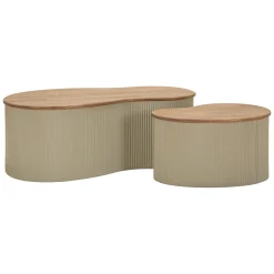 Tavolino da Salotto Marrone Rovere Beige set da 2 Colore Ripiano Marrone 37x58x92h cm, Materiale Struttura in Metallo - Kashan
