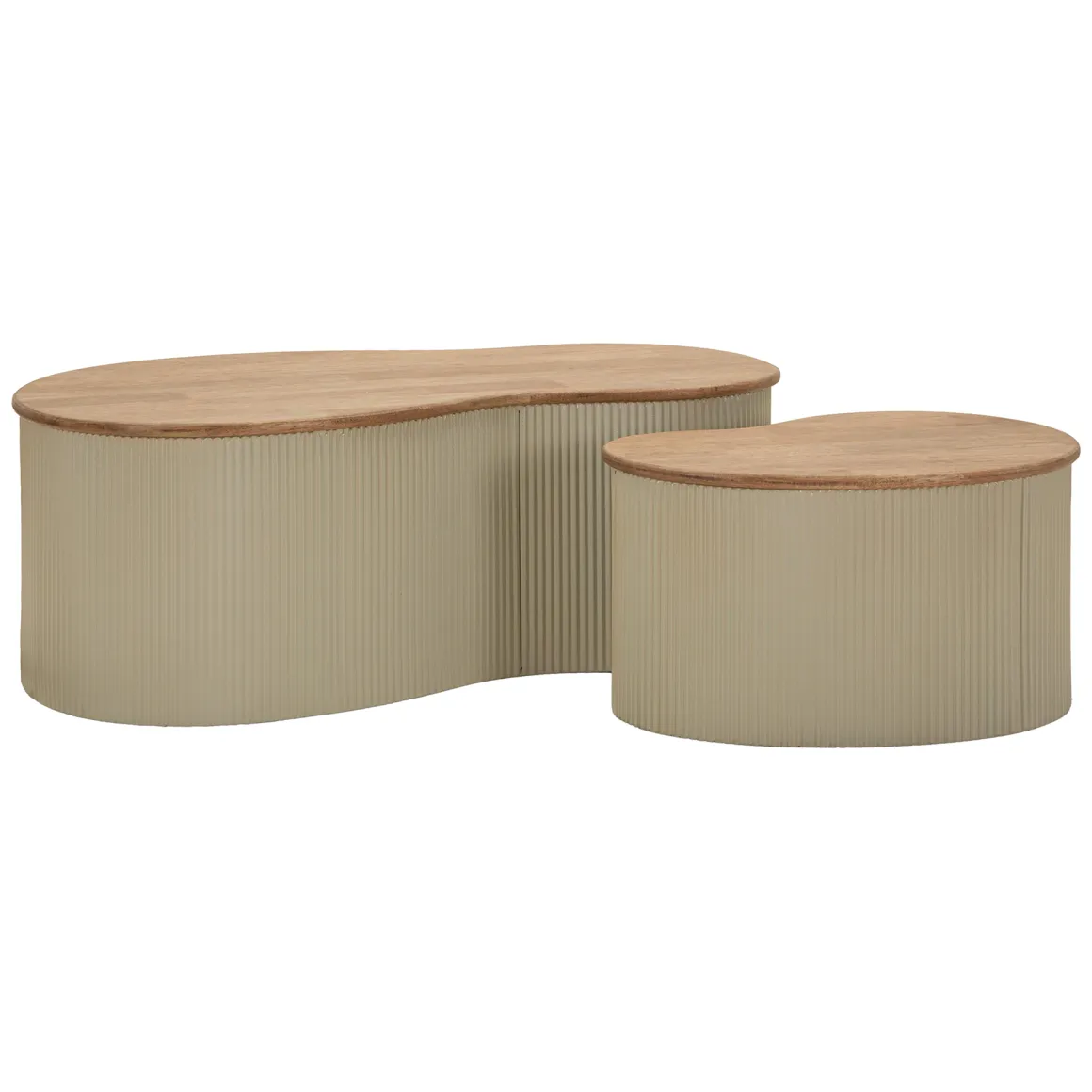 Tavolino da Salotto Marrone Rovere Beige set da 2 Colore Ripiano Marrone 37x58x92h cm, Materiale Struttura in Metallo - Kashan