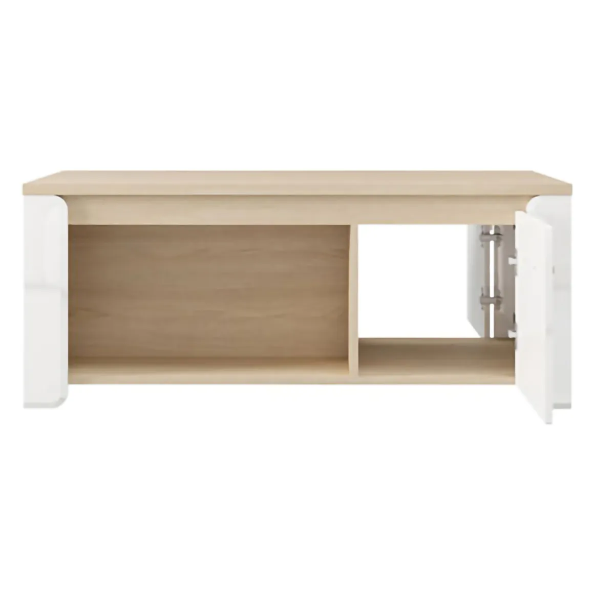 Tavolini Da Salotto > Dmora Tavolino da Salotto Marrone Rovere Bianco Opaco con Piedini 3 Vani 121x55x49h cm, Forma Rettangolare - Pettor Bianco Opaco, Marrone Rovere