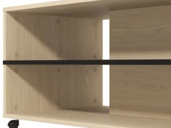 Tavolino da Salotto Marrone Rovere Chiaro Nero con Ruote 2 Vani 101x54.5x47.5h cm, Forma Rettangolare - Erice