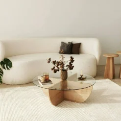 Tavolini Da Salotto > Dmora Tavolino da Salotto Forma Ovale Materiale Piano in Legno Nobilitato 120x65x40h cm, Colore Ripiano Marrone - Parona Marrone Rovere