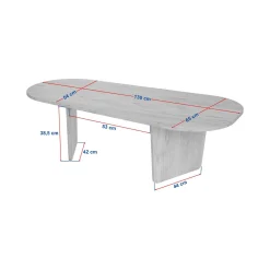 Tavolino da Salotto Marrone Rovere Forma Ovale Materiale Piano in Legno Nobilitato 130x65x40h cm, Colore Ripiano Marrone - Dozza