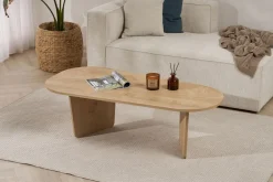 Tavolino da Salotto Marrone Rovere Forma Ovale Materiale Piano in Legno Nobilitato 130x65x40h cm, Colore Ripiano Marrone - Dozza