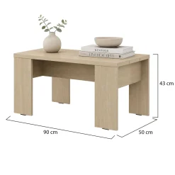 Tavolino da Salotto Marrone Rovere Forma Rettangolare Colore Ripiano Marrone 90x50x43h cm, Sfumatura Colore Struttura Rovere - Riposto