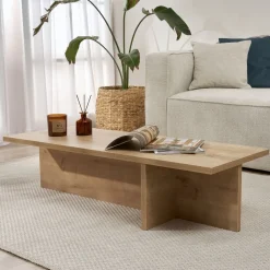 Tavolino da Salotto Marrone Rovere Forma Rettangolare Materiale Piano in Legno Nobilitato 120x45x30h cm, Colore Ripiano Marrone - Marmorito