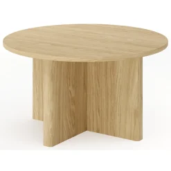 Tavolino da Salotto Marrone Rovere Forma Rotondo Colore Ripiano Marrone 90x90x49h cm, Sfumatura Colore Struttura Rovere - Kasi