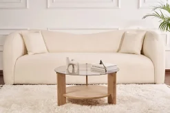 Tavolini Da Salotto > Dmora Tavolino da Salotto Forma Rotondo Materiale Piano in Legno 100x100x46h cm, Colore Ripiano Marrone - Chiavenna Marrone Rovere