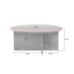 Tavolino da Salotto Marrone Rovere Forma Rotondo Materiale Piano in Legno Nobilitato 90x90x40h cm, Colore Ripiano Marrone - Simbario