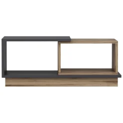 Tavolini Da Salotto > Dmora Tavolino da Salotto Marrone Rovere Nero Antracite 2 Vani con Piedini 90x50x39h cm, Forma Rettangolare - Parcines Nero Antracite, Marrone Rovere