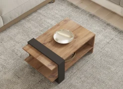 Tavolino da Salotto Marrone Rovere Nero Antracite un Vano Forma Rettangolare 80x55x35h cm, Colore Ripiano Marrone - Cigliano