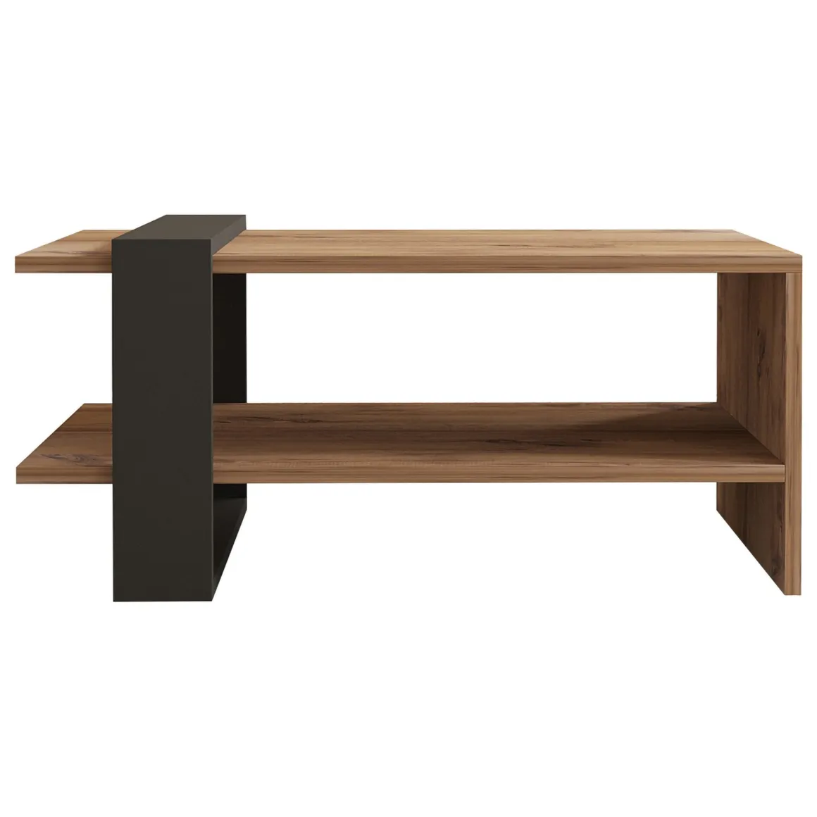 Tavolino da Salotto Marrone Rovere Nero Antracite un Vano Forma Rettangolare 80x55x35h cm, Colore Ripiano Marrone - Cigliano