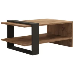 Tavolino da Salotto Marrone Rovere Nero Antracite un Vano Forma Rettangolare 80x55x35h cm, Colore Ripiano Marrone - Cigliano
