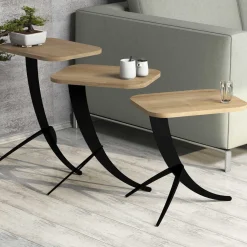 Tavolini Da Salotto > Dmora Tavolino da Salotto Marrone Rovere Nero Modulabile 3 Vani 70x70x38h cm, Forma Rotondo - Gignese Nero, Marrone Rovere